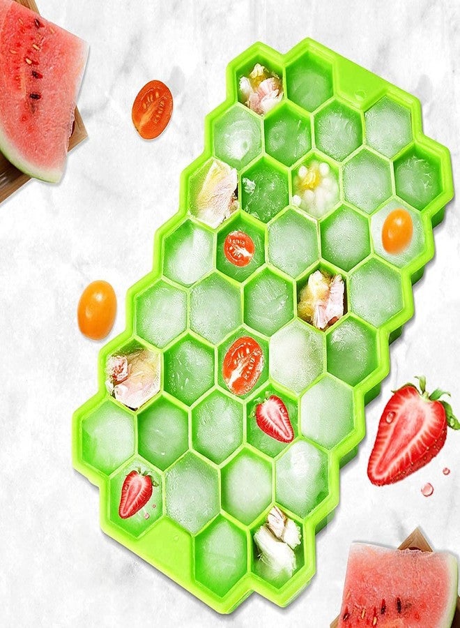 OLMARTT KITCHENWARE Ice Cube Tray Silicone for Freezer Honeycomb 37 Cavity Ice Cube Mould Flexible Tray for Freezer, Chocolate Cake Maker, Ice Trays for Chilled Drinks, Reusable (Multi Color) - Image 2